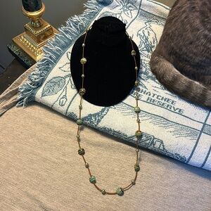 Elegant Beaded Necklace in Green and Brown
